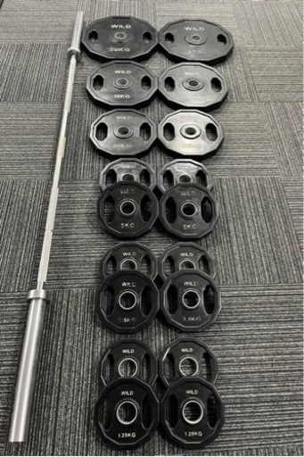 【WILD FIT ワイルドフィット オリンピックバーベル145kg ラバー】