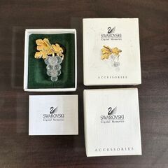 110 美品 SWAROVSKI スワロフスキー 葡萄 ブローチ クリスタル アクセサリー レディース オーストラリア製の画像