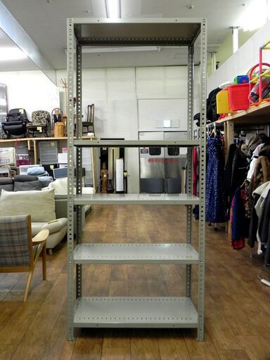 ※BR保管 スチールラック 5段 グレー系 幅90×奥45×高210cm シェルフ 棚 メタルラック オフィス 書棚 収納 札幌市 厚