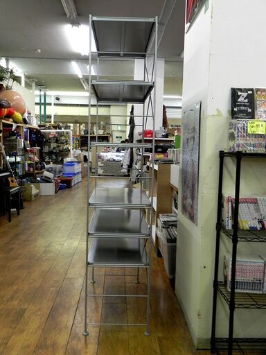 6段 スチールラック シルバー 幅84.5×奥40×高193cm シェルフ 棚 メタルラック オフィス 書棚 収納 札幌市 厚別区