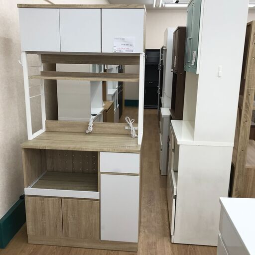★ジモティ割あり★ ワイエムワールド 食器棚 ホワイト H185×W90×D45 クリーニング済み KJ1348