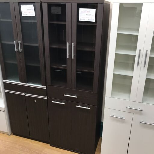★ジモティ割あり★  食器棚 ダークブラウン H178×W59×D40 クリーニング済み KJ1349