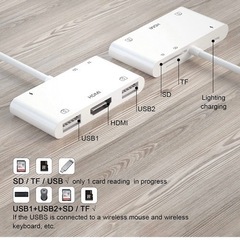 ライトニング HDMI+USB*2+SD/TF 変換アダプタ i-Phone 用の画像
