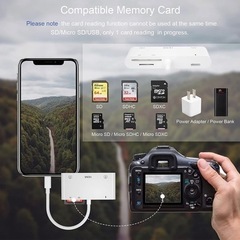 ライトニング HDMI+USB*2+SD/TF 変換アダプタ i-Phone 用の画像