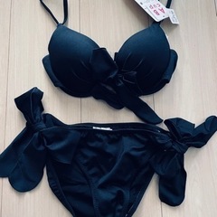 新品未使用　ビックリボン　黒　ブラック　ビキニ水着　セパレート　...
