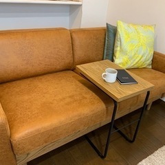 取引終了】フリート 2人掛け ソファ レザーテックス キャメル