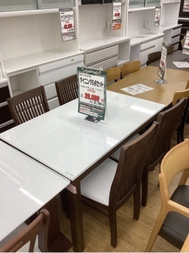 KB-23【新入荷　アウトレット】ラバーウッド　ダイニング5点セット　ブラウン