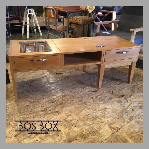 ナチュラルカラー　折り畳みチェスト　ナイトテーブル　テーブル●D121M333