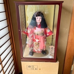 美品■美しいお顔の市松人形　ガラスケース　箱付き　久月購入