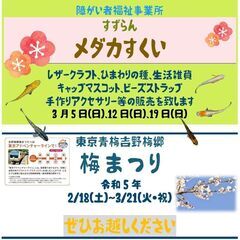 東京青梅吉野梅郷「梅まつり」にて【メダカすくい】を行います。 ま...