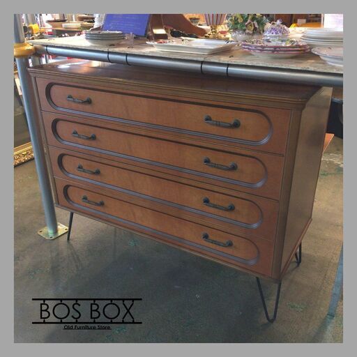 北欧ヴィンテージ アンティーク4段チェスト●BA01G037