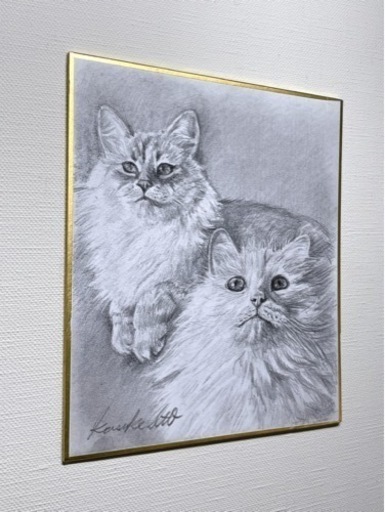 色紙にデッサン画を描きます。