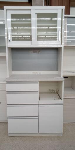 ★ジモティ割あり★  レンジボード 白 H200.5×D45×W90 クリーニング済み TJ009