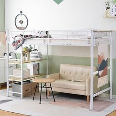 ロフトベッド パイプベッド シングル コンセント付き 高さ150cm 耐荷重