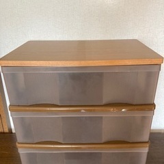 木目天板 ウッドトップチェスト 3段
