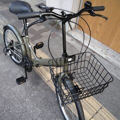 20吋 折り畳み自転車 外装6段/カーキ