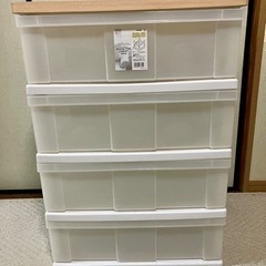お渡し決定！アイリスの4段チェスト(白)/ウッドトップチェストN544