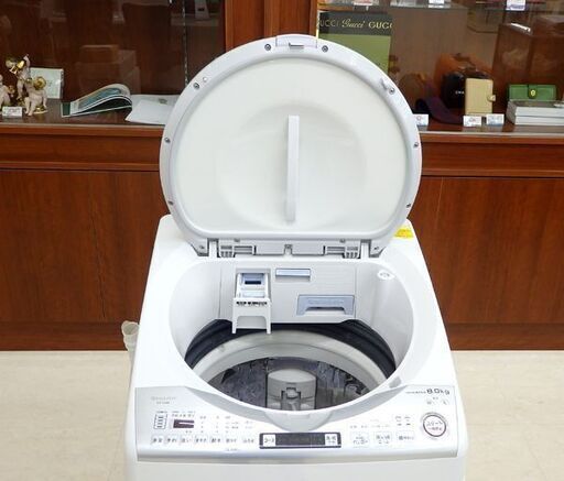 北海道 千歳市/恵庭市 SHARP/シャープ タテ型 洗濯乾燥機 ES-TX8D 2020年製 洗濯8kg 乾燥4.5kg プラズマクラスター搭載 穴なしサイクロン洗浄