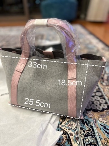 レクサスハンドバッグ　新品　グレー　ピンク　牛革