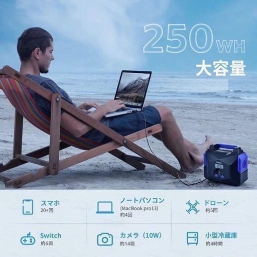 【新品】明日から値上げします。値下げしました‼️ポータブル電源 大容量 67500mAh 300Ｗ キャンプ