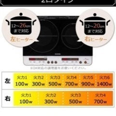 【最終値下げ】アイリスオーヤマ 2口 IHクッキングヒーターの画像