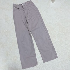 デニムストレートパンツ（ベージュピンク）の画像