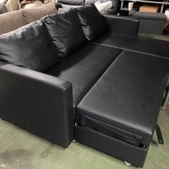 ● ソファーベッド、3人掛けソファー、ノアーク2、84900円、ニトリ、合皮、黒、収納付きの画像