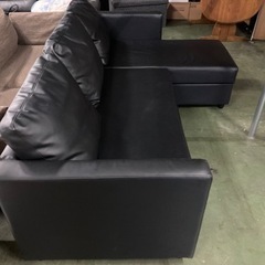 ● ソファーベッド、3人掛けソファー、ノアーク2、84900円、ニトリ、合皮、黒、収納付きの画像