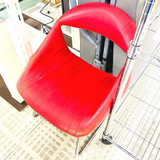【半額】メーカー不明 椅子 ビニールレザー カフェテリア ワインレッド アンティーク