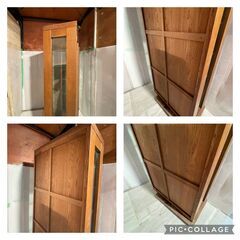 旭川家具　近藤工芸　高級　キャビネット　飾り棚　幅99.7㎝　奥行45.1㎝　高さ198㎝　素材　オーク　OAK　＃25190の画像