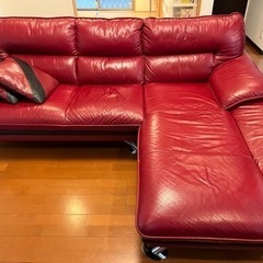 ニトリ コーナーソファー レザー レッド