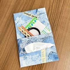 デニム柄ポケットティッシュケース、カバー