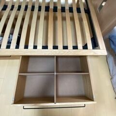 無印 オーク材 ダブルサイズ ベッドフレーム ウッドスプリング仕様
