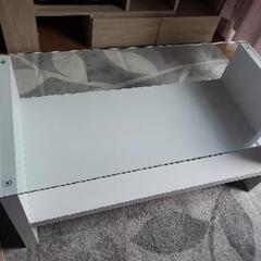 取引中[幅90] ガラステーブル 収納付き オープン収納 強化ガラス ローテーブル リビングテーブルの画像