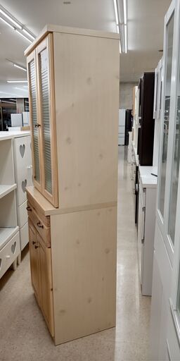 ★ジモティ割あり★  食器棚 オフホワイト H180.5×D45×W60 クリーニング済み TJ019