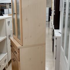 ★ジモティ割あり★  食器棚 オフホワイト H180.5×D45×W60 クリーニング済み TJ019の画像