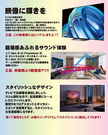 【店頭引き取り限定】LG 65型 4Kチューナー内蔵 有機EL テレビ OLED65B2PJA Alexa 搭載 2022 年モデル 