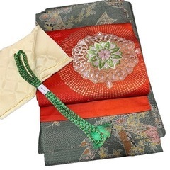 【売却済】着物コーディネート　大島紬セット価格　帯　帯揚げ　帯締め　着物初心者　小紋　花柄　茶道　お稽古の画像