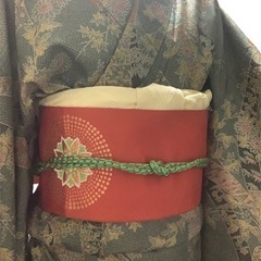 【売却済】着物コーディネート　大島紬セット価格　帯　帯揚げ　帯締め　着物初心者　小紋　花柄　茶道　お稽古の画像