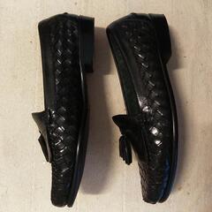 COLE HAAN タッセルローファー編み込みレザースリッポンの画像