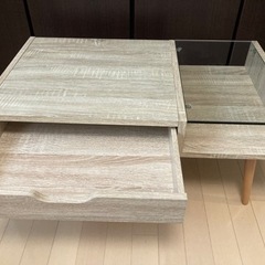 LOWYA ローテーブル　収納付き　ガラス天板の画像