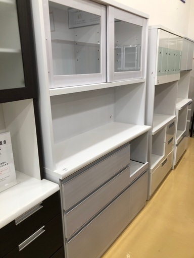 レンジボード　サンコウ　メリー　引き戸　幅120 ホワイト