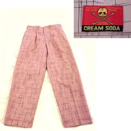 CREAM SODA ロカビリー スーツ セットアップ カスリ柄 ピンク 上下セット ピンクドラゴン クリームソーダ 金タグ 白タグ 