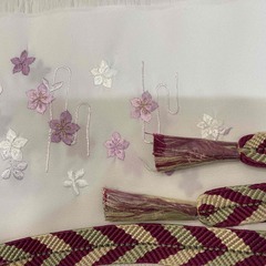 　きれいは襟元から　★薄紫　さくらに　流水　柄　半衿　いかがでしょうか？の画像