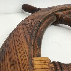 23Y043 ジ 操舵輪 木製 アンティーク 大型 インテリア ディスプレイ 直径約120cm 中古の画像