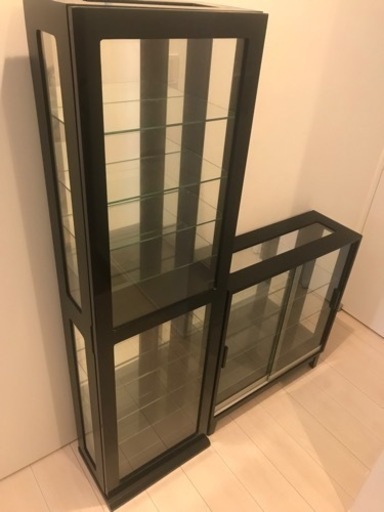 コレクションケース　アンティーク家具　塩川光明堂　飾り棚　背面鏡