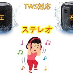 新品　2個　【 ＆28時間再生＆ IPX7防水＆TWS対応&Bluetooth 5.0】 Bluetoothスピーカー S12mini ステレオ 重低音 IPX7防水 ブルートゥーススピーカー ワイヤレス 大音量 16W高出力 28時間連続再生 Type-C充電 ハンズフリー通話 スマホスピーカーの画像