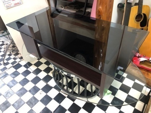 【リサイクルサービス八光　田上店　配達・設置OK】木脚×グレーガラス　センターテーブル