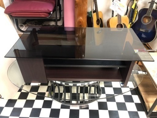 【リサイクルサービス八光　田上店　配達・設置OK】木脚×グレーガラス　センターテーブル