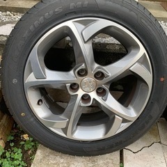 サマータイヤホイールセット+新品タイヤ2本 プジョー508純正1...